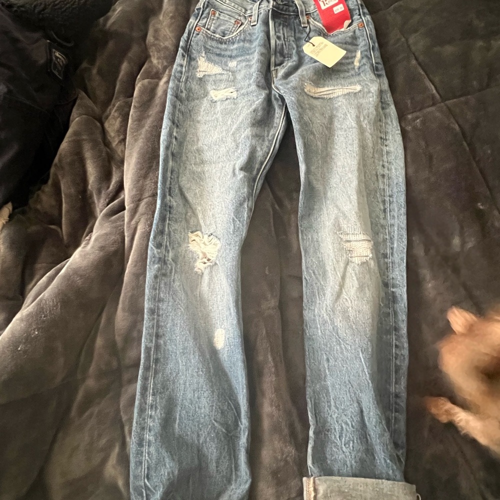WoMen's Blue Distressed Jeans